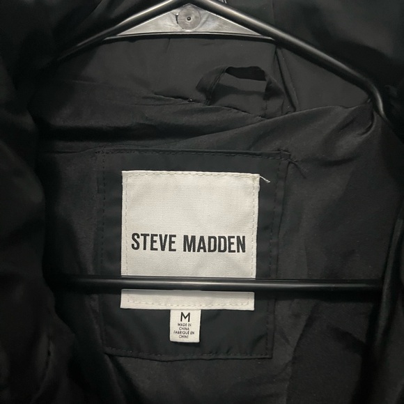 Steve Madden Black Hooded Puffer Jacket - Picture 3 of 4